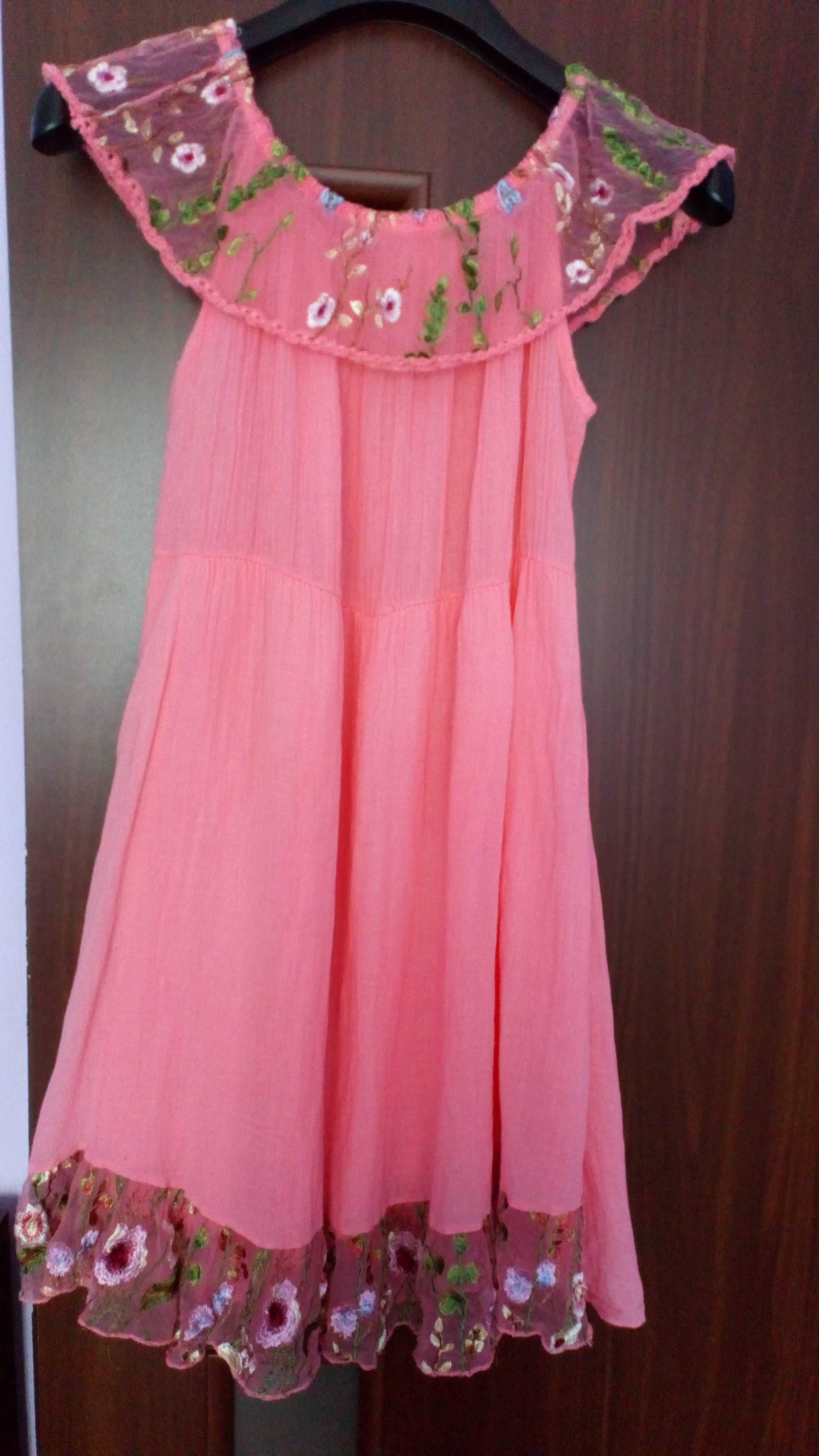 Sukienka letnia na upały hiszpanka różowa M /L