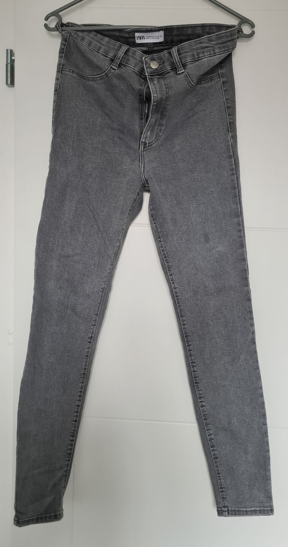 Spodnie jeansy skinny fit jegginsy szare z wysokim stanem Zara 36 / S