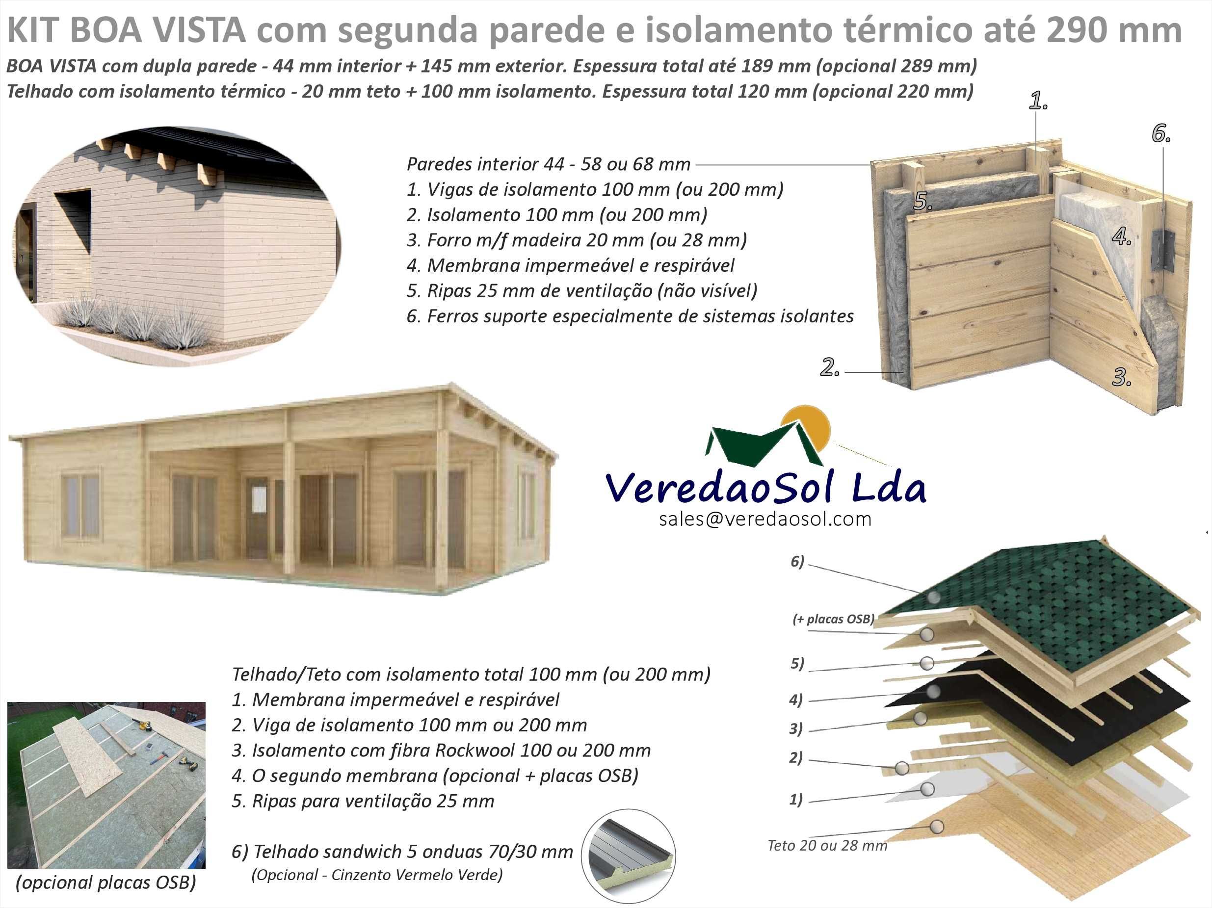 Casa madeira ARICA T2-Boa vista 63.9 m² 44 - 58 e 68 mm PREÇO SUPERIOR