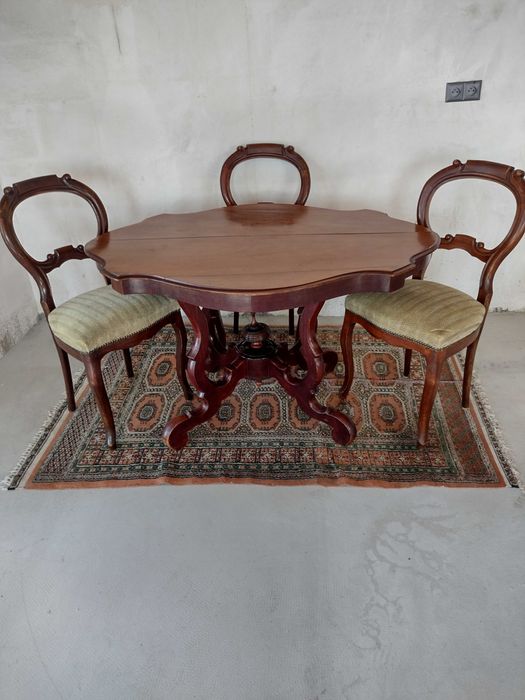 Stylowy stół i krzesła 3+1 antyk