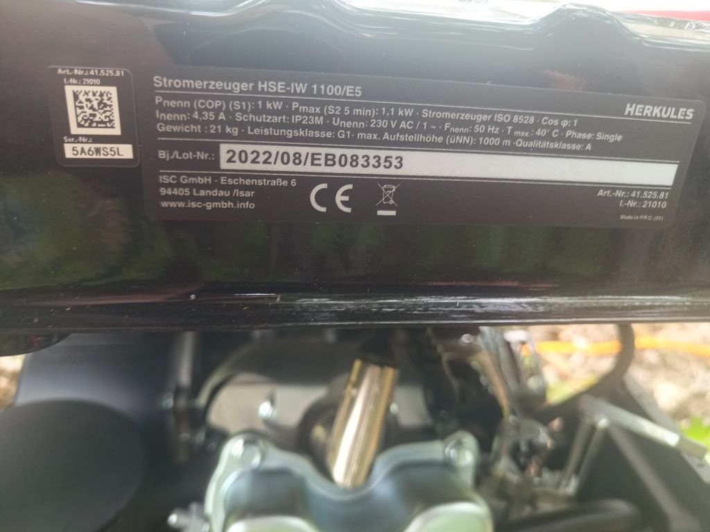 Генератор інверторний Herkules HSE-IW 1100/E5