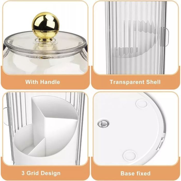 Organizer Na Pędzle, Ryflowany Obrotowy, Otwierany Biały Cb61B