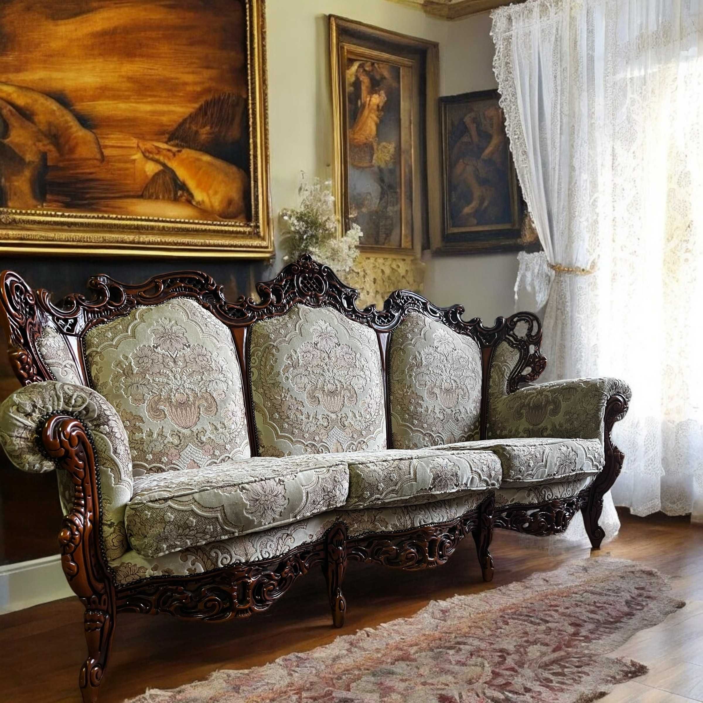 Śliczny Włoski Wypoczynek Sofa i 2 Fotele