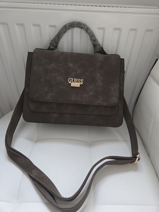 Damska brazowa torebka zamsz