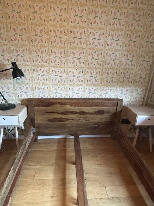 Drewniane ciężkie łóżko 140x200 + stelaże