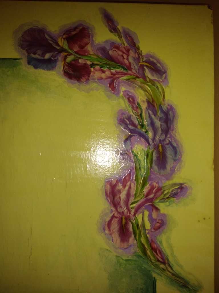 Szafka decoupage, irysy, kwiaty, cieniowanie