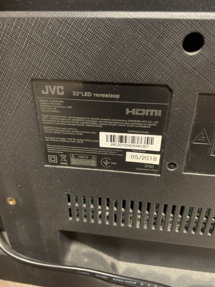 Телевізор JVC LT-32MU380 (бита матриця)