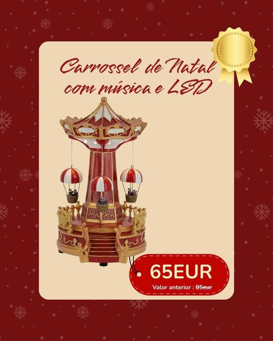 Carrossel de Natal com luz e música LED – Novo