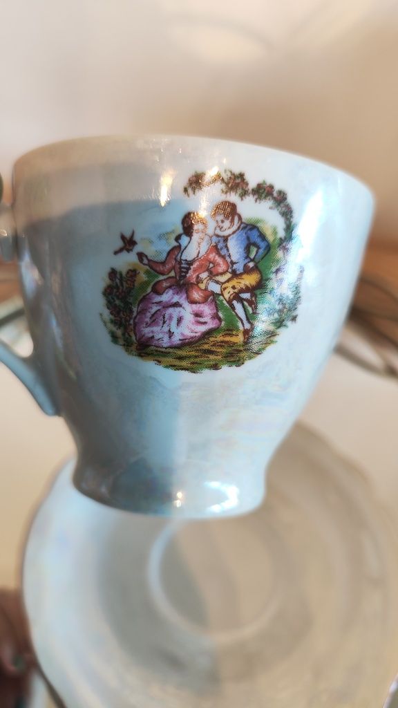 Ćmielów Filiżanka Duo herbata porcelana scenka