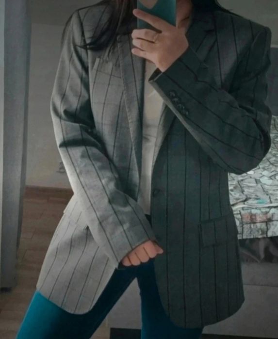 Czarna Marynarka Wełniana kratka o kroju męskim Pinterest Old money