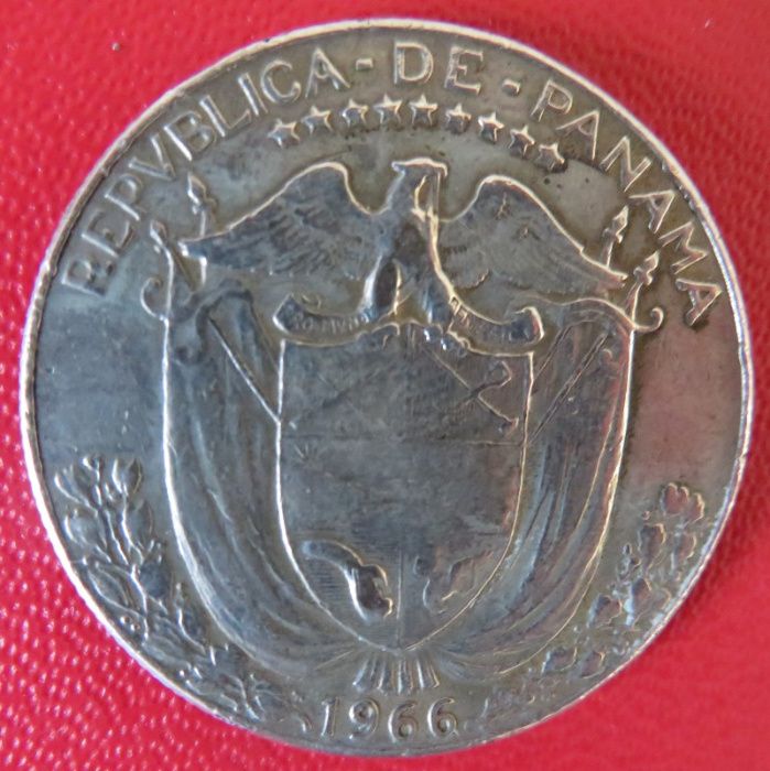 Moneta srebrna Medio Balboa 1966r. Republica De Panama