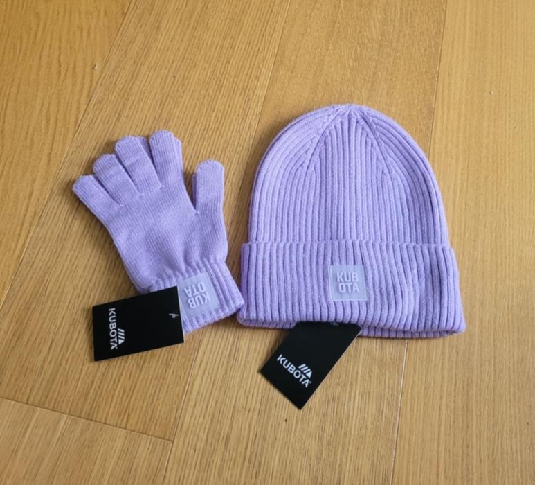 Kubota zestaw czapka + rękawiczki damskie fioletowa Nowe