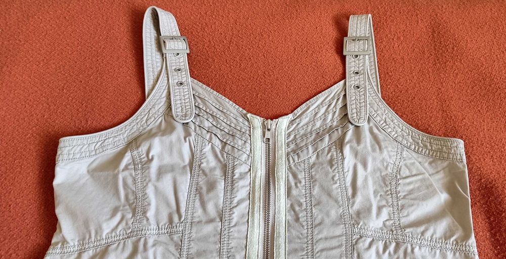 Spódnica na szelkach beżowa z bawełny L