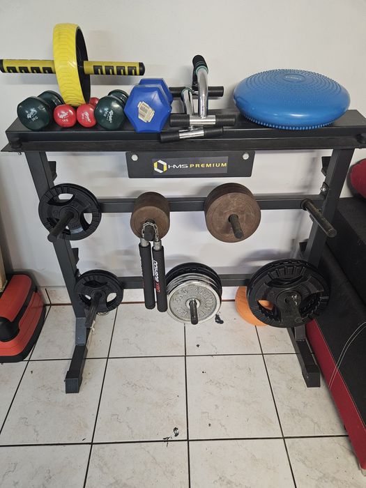 Kompletny Zestaw do Domowej Siłowni: Stojak HMS, Hantle