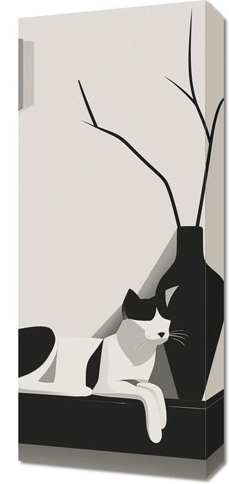 Obraz 30x70cm Kot w Odcieniach Szarości