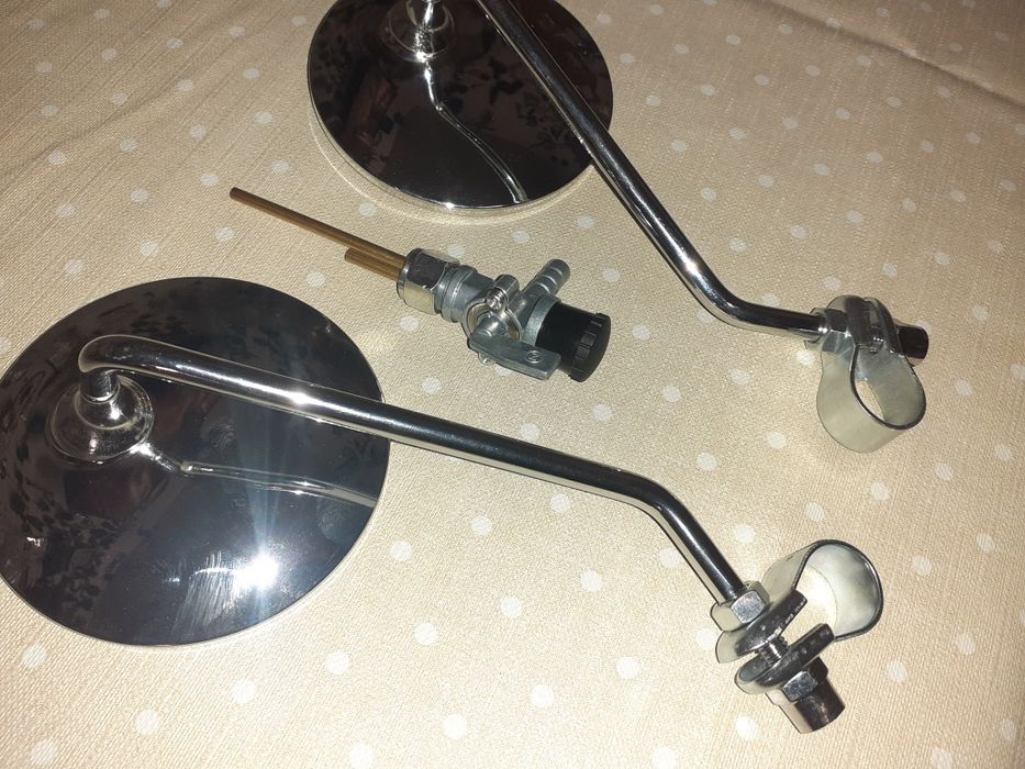 Fabrycznie nowy zestaw kpl lusterek chrom+kranik wsk 125 175 romet kom
