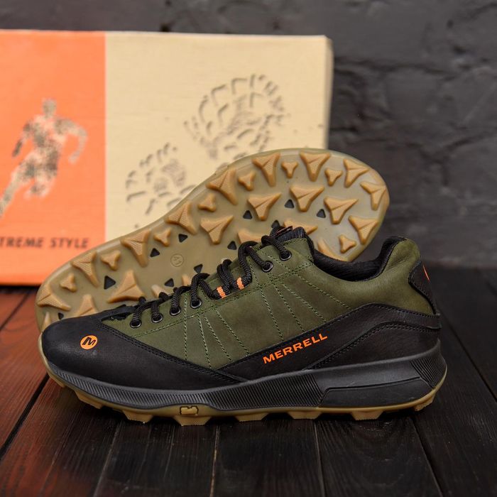 Стильные кроссовки merrell зеленые повседневные мужские мерелл