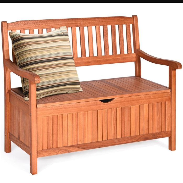 Drewniana ławka ogrodowa skrzynia