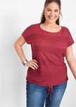 T-shirt strukturalny wzór bordowy ^40/42