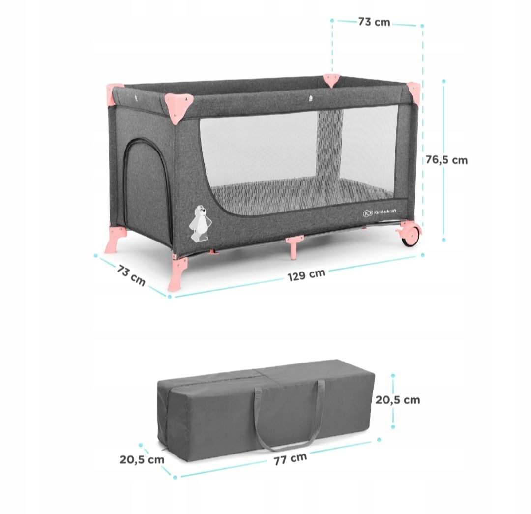 Łóżeczko turystyczne KinderKraft Joy róż
