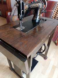 Antyk maszyna do szycia Littauer drewniany stół venge