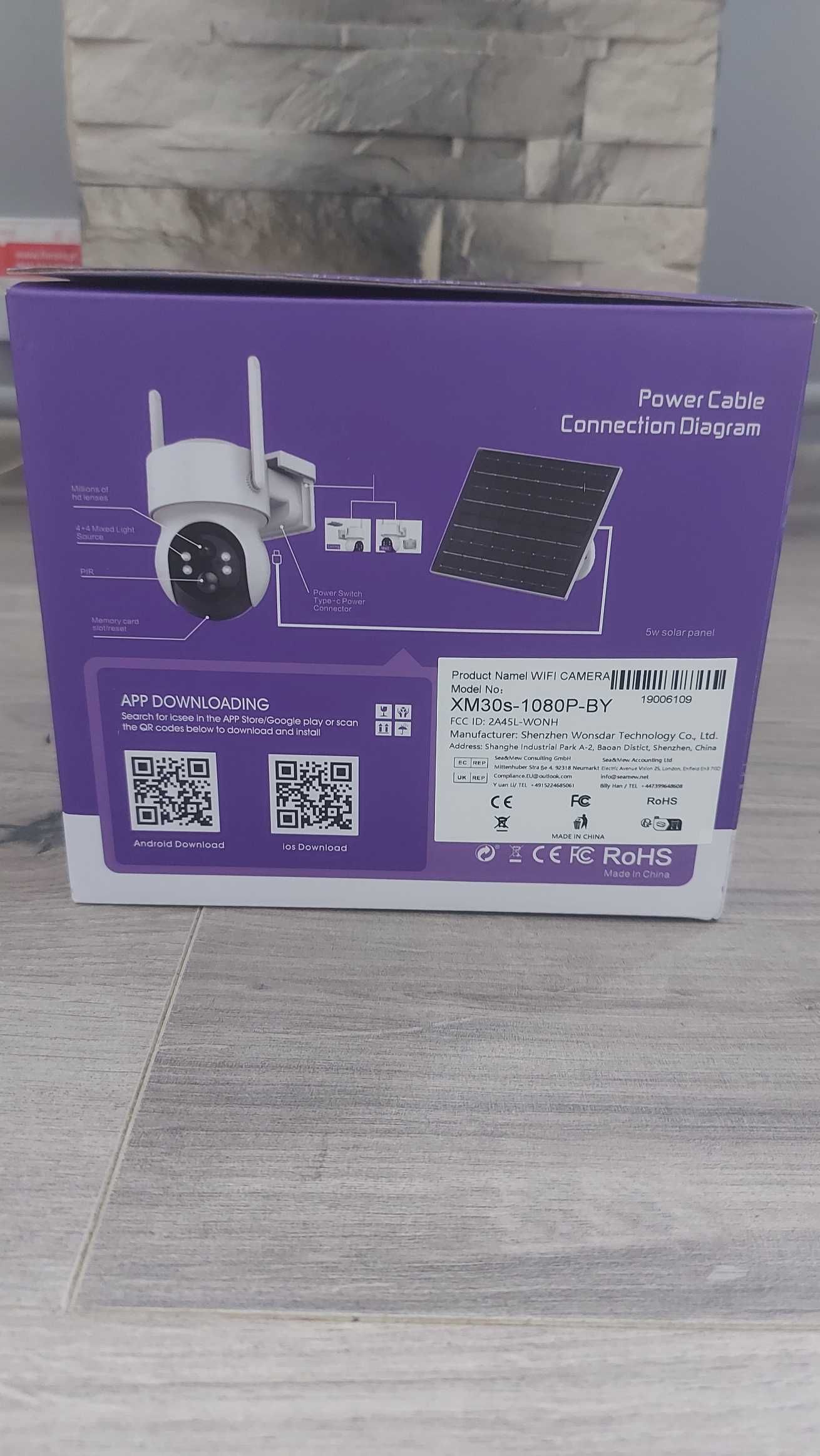 Kamera WiFi Zewnętrzna Obrotowa 4MP PTZ ZOOM z Panelem Solarnym (Nowa)