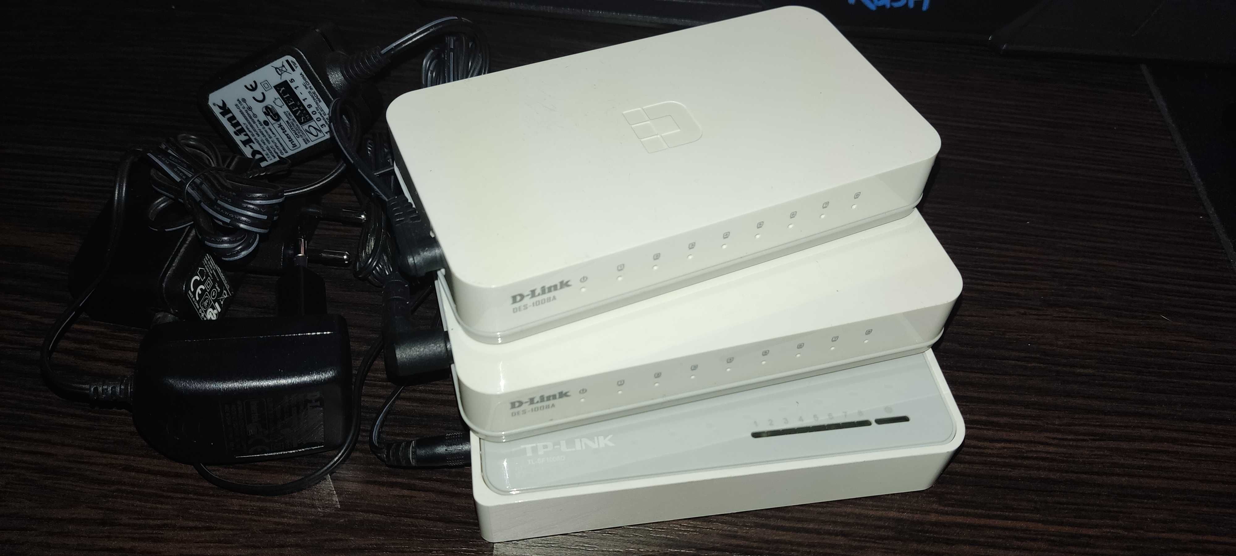 3x Switch 8 ports (TP-Link + 2x D-Link 10) 10/100 mbit