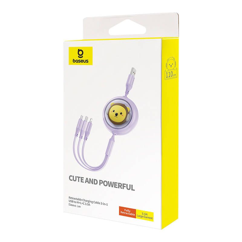 Kabel ładowania 3w1 Baseus USB do USB-C, USB-M, Lightning 3,5A, 1,1m