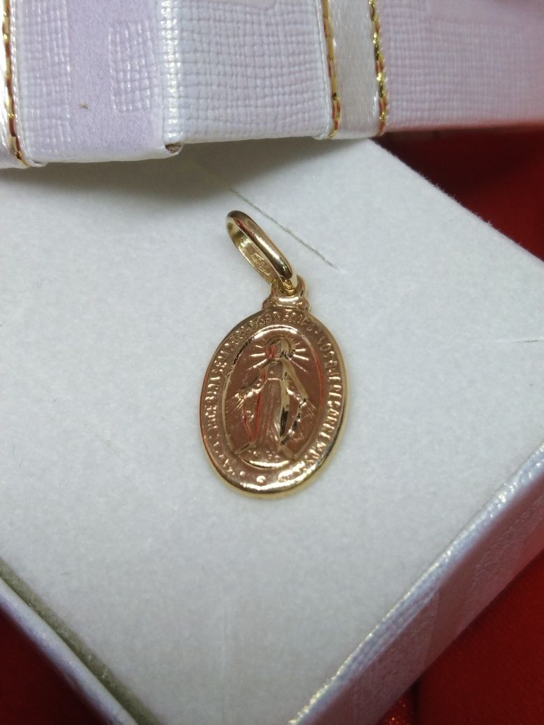 Złoty medalik cudowny komunijny na chrzest, złoto 585 (212)