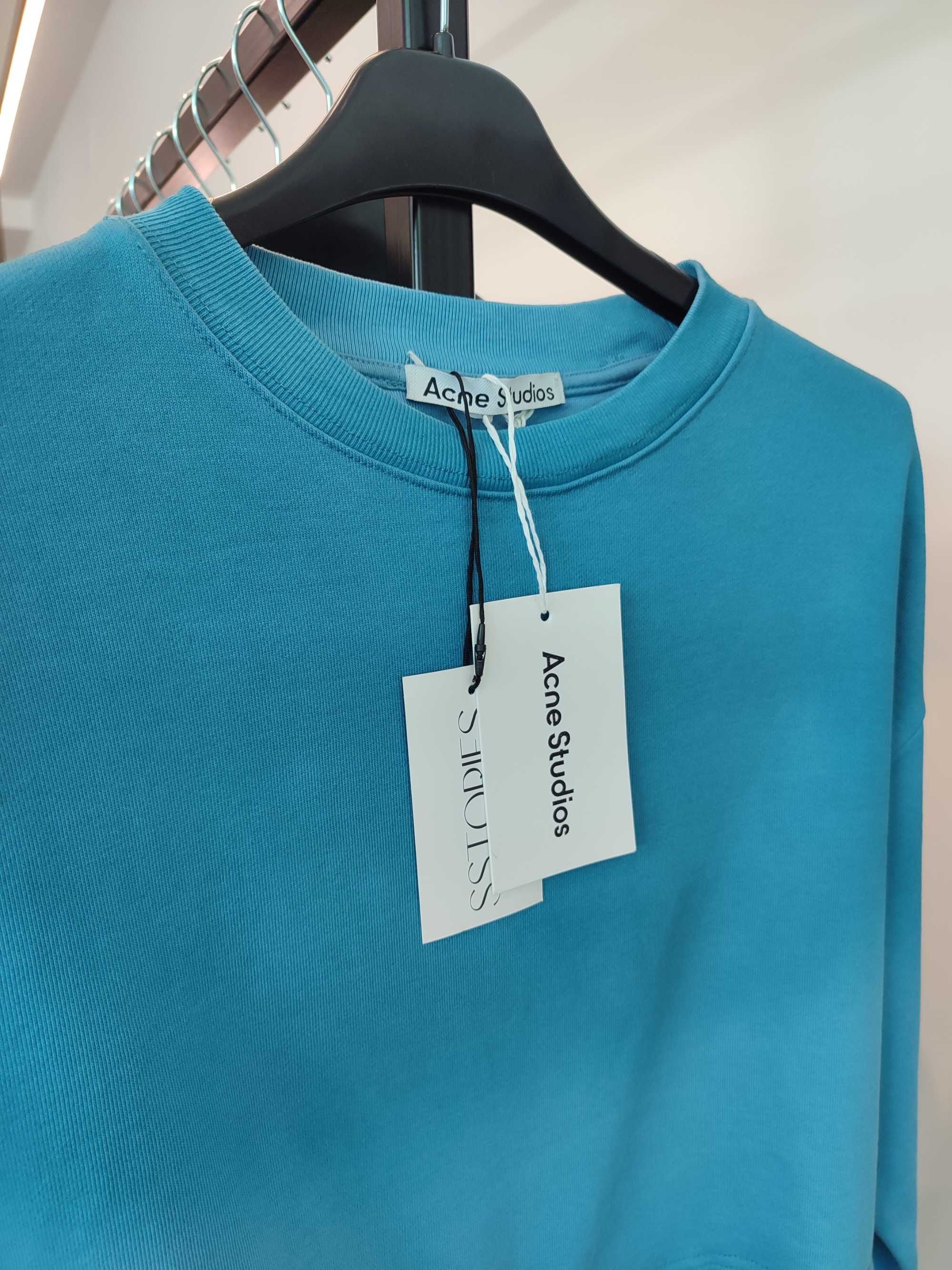 Світшот Acne Studios Sprayed Cropped Cotton Sweatshirt Aqua Blue