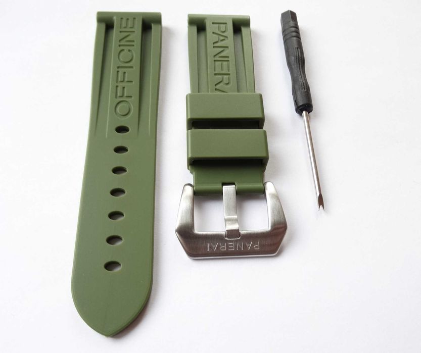 Pasek silikonowy zielony 24mm do zegarka Panerai PAM gumowy klamra