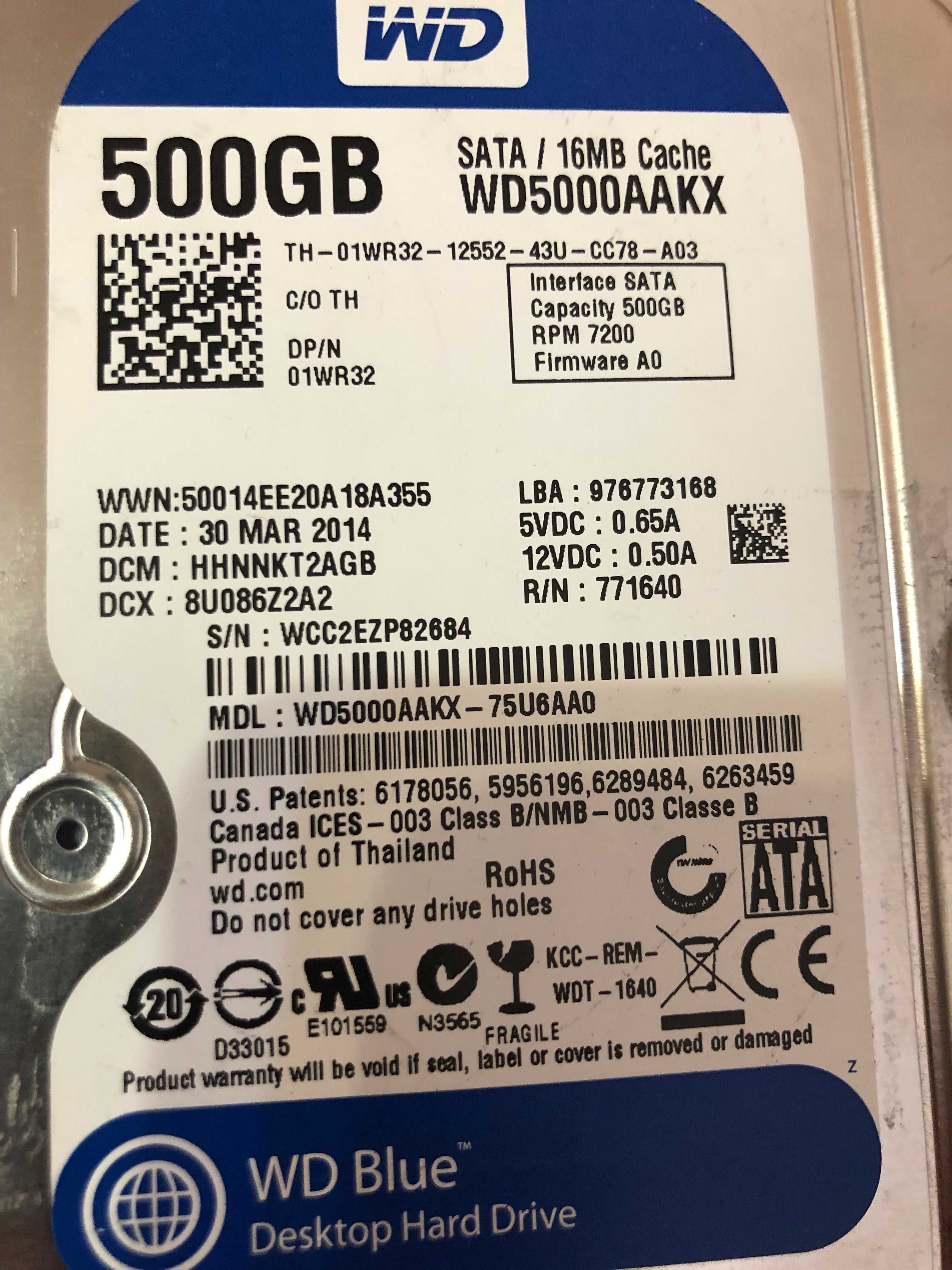 Жорсткий диск WD Blue 500 GB (WD5000AAKX)