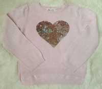 Bawełniany sweterek dziewczęcy H&M, rozmiar 110/116, 4-6 lat