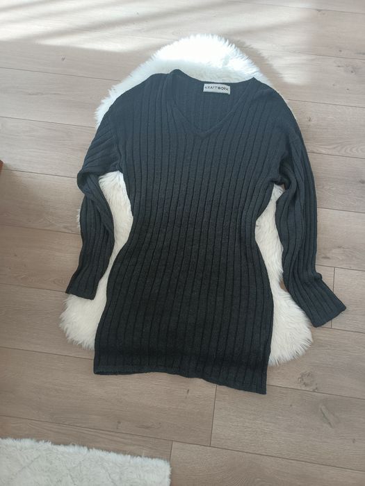 Długi sweter tunika jedwab  wiskoza rayon L XL