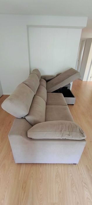 Sofá Chaise Long c Cama Prince (290x140cm) Chaise Cor: Dymar 18 (Bege)