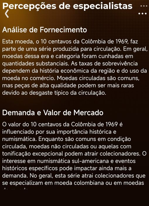 Moeda antiga Colúmbia