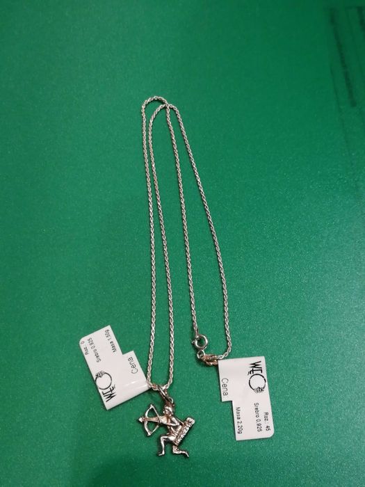 Łańcuszek korda, srebrny, rozmiar: 45cm, nowy z metką