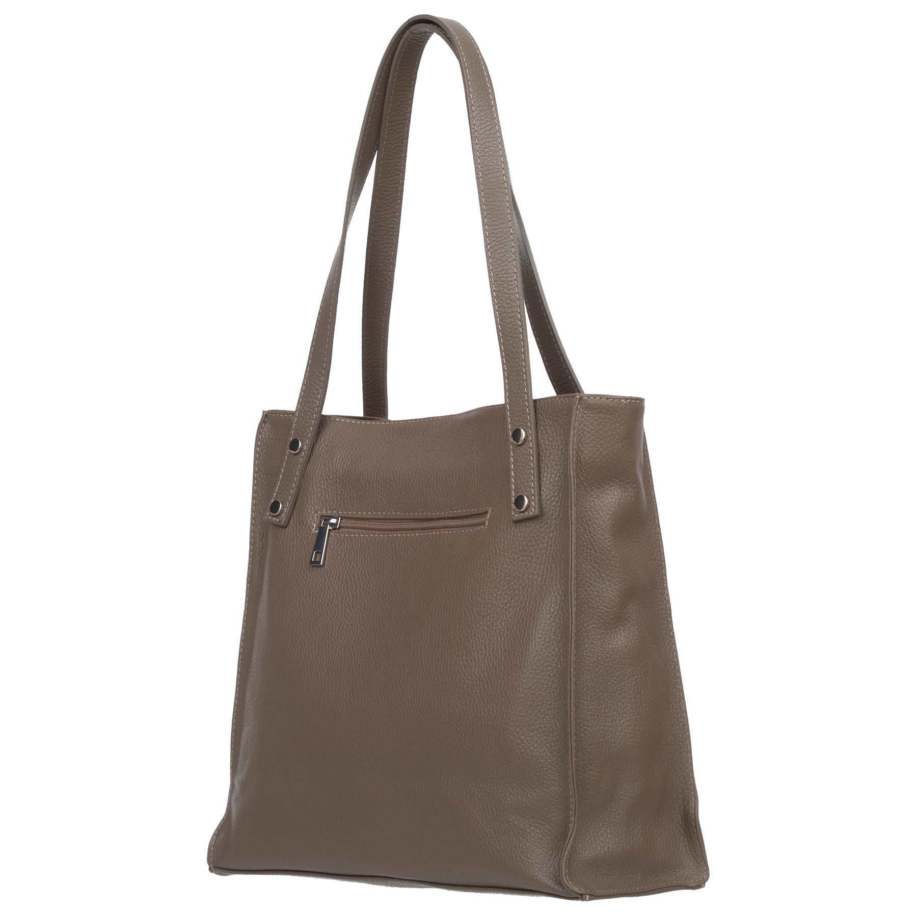 VERA PELLE torebka skórzana shopper z długimi rączkami V527 taupe
