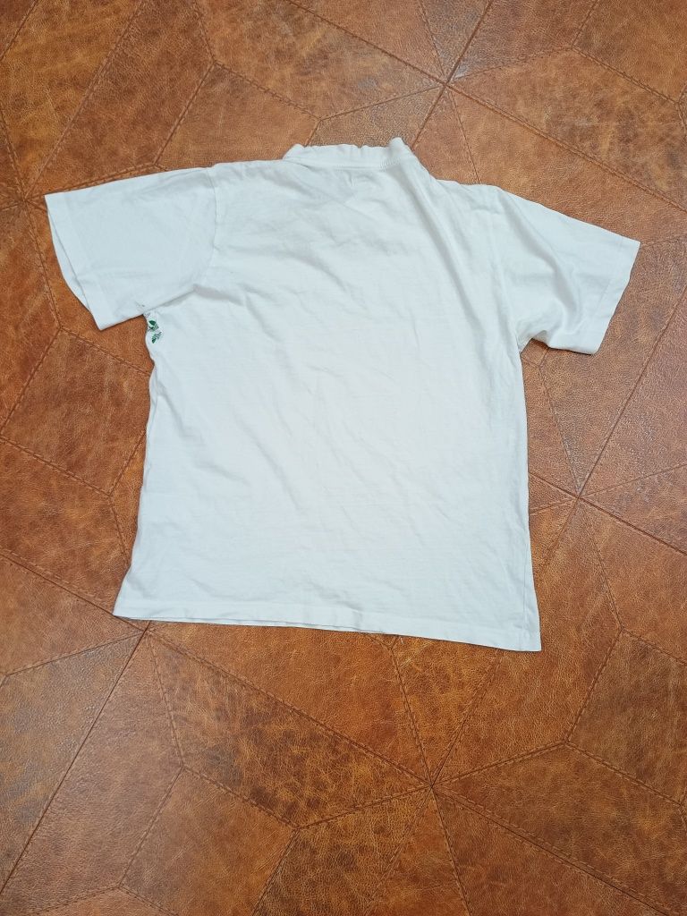 Biała Koszulka Adidas z zielonym nadrukiem logo y2k S