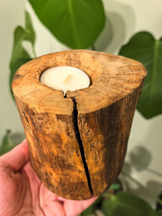 Drewniany świecznik handmade