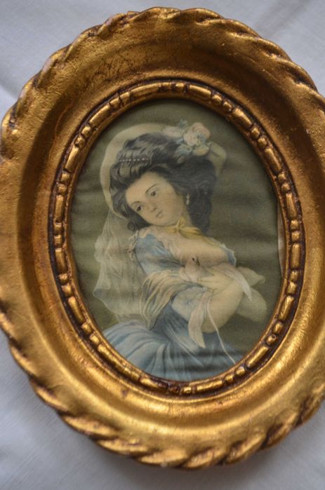 owalny obrazek jedwab