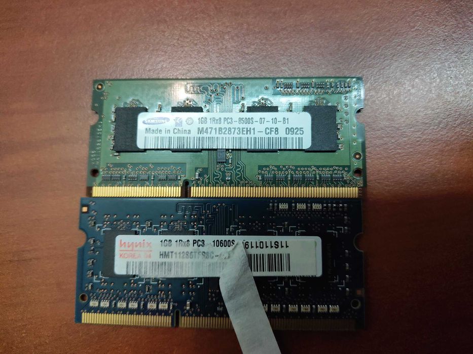 Samsung 1Gb 1Rx8 PC3-8500S-07-10-B1, HYNIX 1Gb 1Rx8 PC3-10600S-9-10-B1
