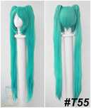 Turkusowa długa peruka z kitkami cosplay wig Hatsune Miku Vocaloid
