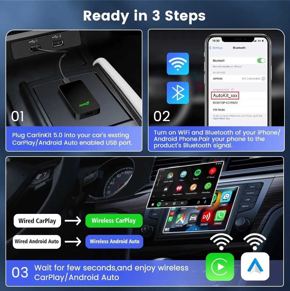 CarlinKit 5.0 2air - адаптер для беспроводного CarPlay/Android Auto