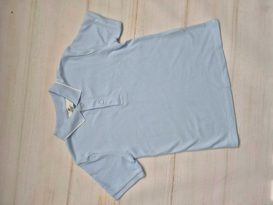 Nowa niebieska koszulka polo z kołnierzykiem dla chłopca H&M 110/116