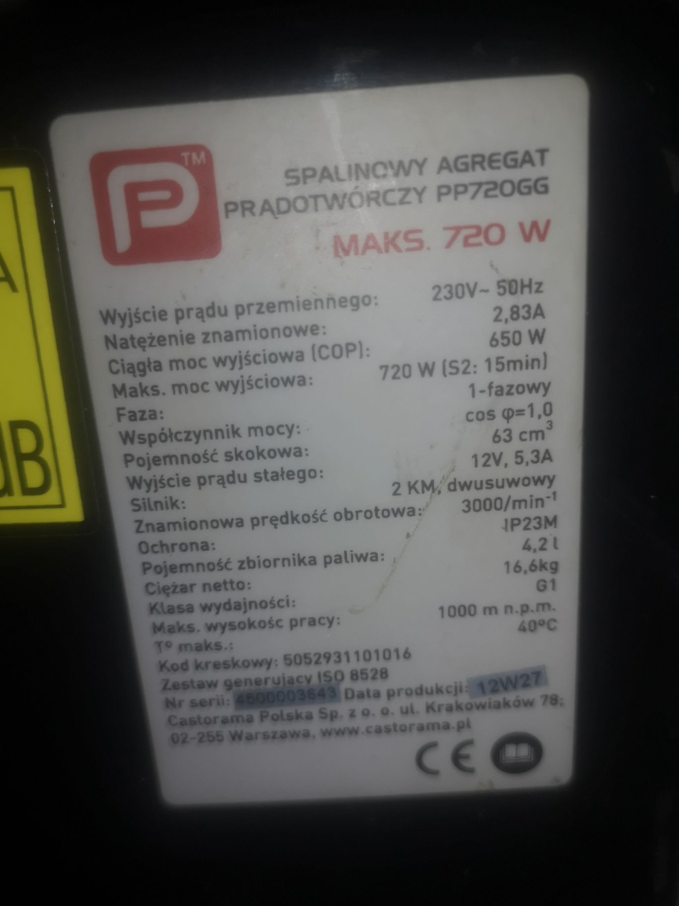 Agregat prądotwórczy Performance 0,75kV