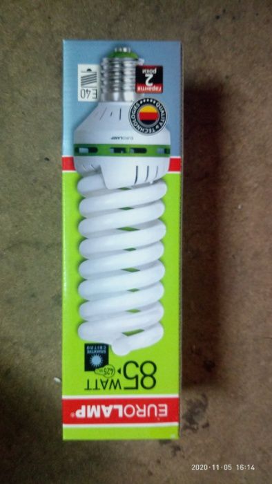 Люмінісцентна лампа HB-85406 Спіраль 85W 6500K E40 220V EUROLAMP