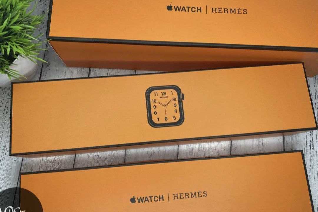 Стильные смарт часы iWatch Hermes Series 8 45мм кожаный ремешок