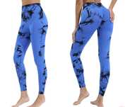 Damskie Legginsy PUSH UP Wysoki Stan TIE-DYE Neon na Siłownię - M