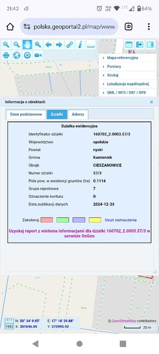 Działka rolno-budowlna 11 ar Cieszanowie gmin kamiennik